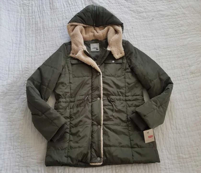 Levi's sherpa lined hooded puffer best sale jacket