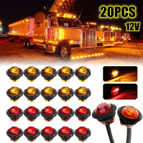 3/4" 12V Marker LIGHTS LED Bullet Amber Red Truck Trailer RV Round side Lamp - Bild 21 von 31