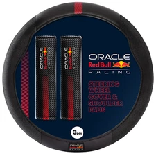 FOR Mazda CX-3 Red Bull Racing Steering Wheel Cover + Pads Carbon Red