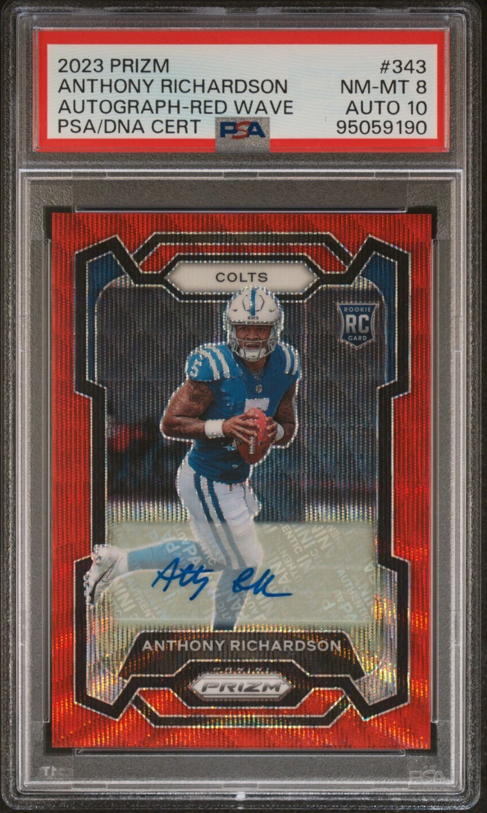 1ST ON PRINT 2023 Prizm Anthony Richardson /149 RC Auto Red Wave #343 Colts