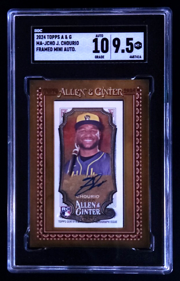 Jackson Chourio 2024 Topps Allen & Ginter Mini Autograph Rookie Auto SGC 9.5 RC