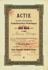 Kleinbahn Neuhaldensleben 1907 Weferlingen Gardelegen 1000 Mark Altenhausen