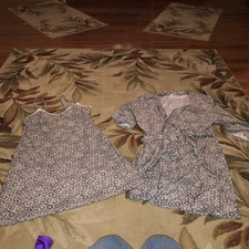 nice Short Robe And slip over Night Gown 2 Piece Set gray geo print size s-m