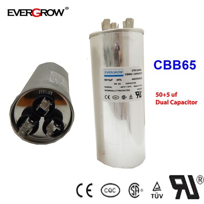 50/5 uF 50+5 MFD Capacitor 370 or 440 VAC Dual Run Capacitor AC Universal