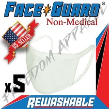 5 Pack - Reusable Cotton Cloth Face Masks Color White 