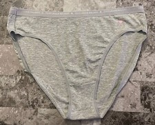 NWT VICTORIA'S SECRET MEDIUM GRAY LOGO WAISTBAND RARE HIGH LEG BRIEF PANTIES