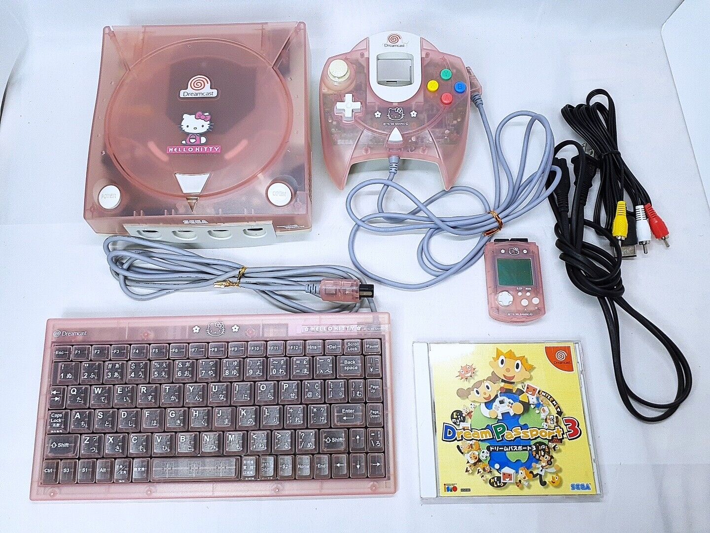 Sega Dreamcast console Hello Kitty Pink set New Battery HKT-3000 NTSC-J  Tested