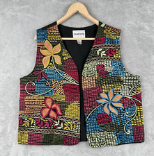 Chico's Embroidered Open Front Vest Womens M 2 Colorful Boho Artsy Festival