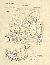 Vintage Diving Helmet US Patent Art Print- SCUBA Antique Vintage Diving - 895
