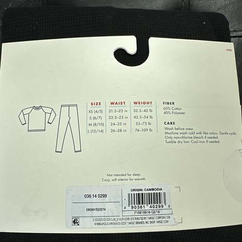 BNWT Cat & Jack Target Kids Thermal Set Pants And Shirt Size L (12/14) Snow Blk - Picture 3 of 4