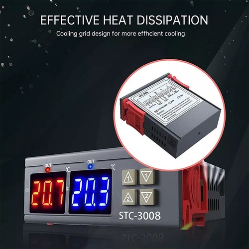 Digitaler LED Temperaturregler mit 2 Sensor Digital Thermostat STC-3008 10A 220V - Picture 6 of 12