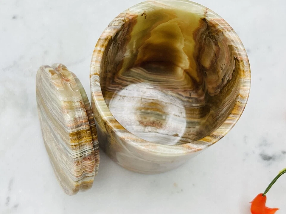 Juego de Porta Especias Ónix Verde, Tarro con Tapa, Bote Organizador Tocador Baño Foto 2 de 4