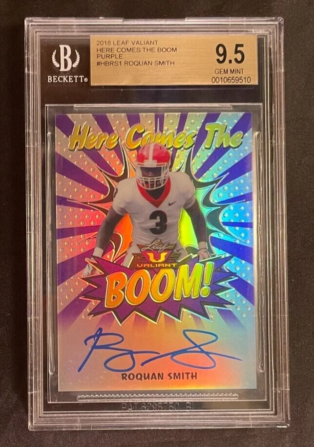 Roquan Smith Leaf Valiant Here Comes the Boom Autographs #HBRS1 Black