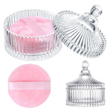 2 Pcs Large Body Powder Puff and Container, Women Dusting Powder Puff, Pink