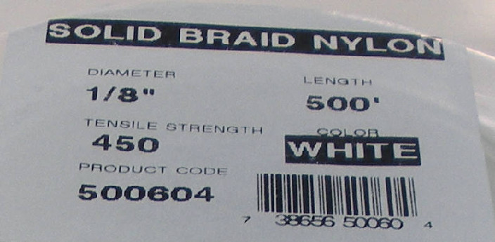 Unicord Solid Braid Nylon Rope 1/8" x 500 Ft