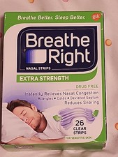 Breathe Right Extra Strength Nasal Strips Sensitive Skin 26 Clear Strips