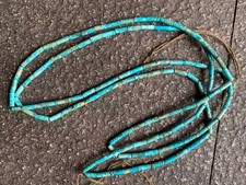 2Pcs Excellent Tibetan Old Turquoise 4x14mm Beads Necklaces !!!