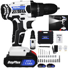 Cordless Combi Drill &Impact Driver Set with 2PC 1500Mah Li-Ion Battery,Variable