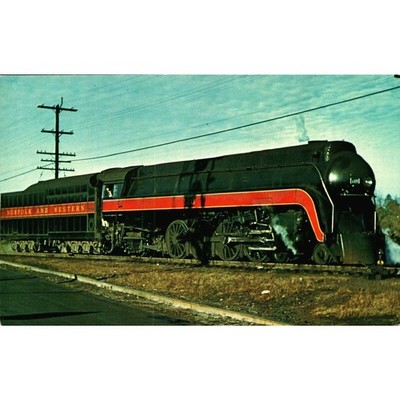 Postcard Railroad Locomotive Norfolk & Western Streamlined K-2 No. 120 Chrome