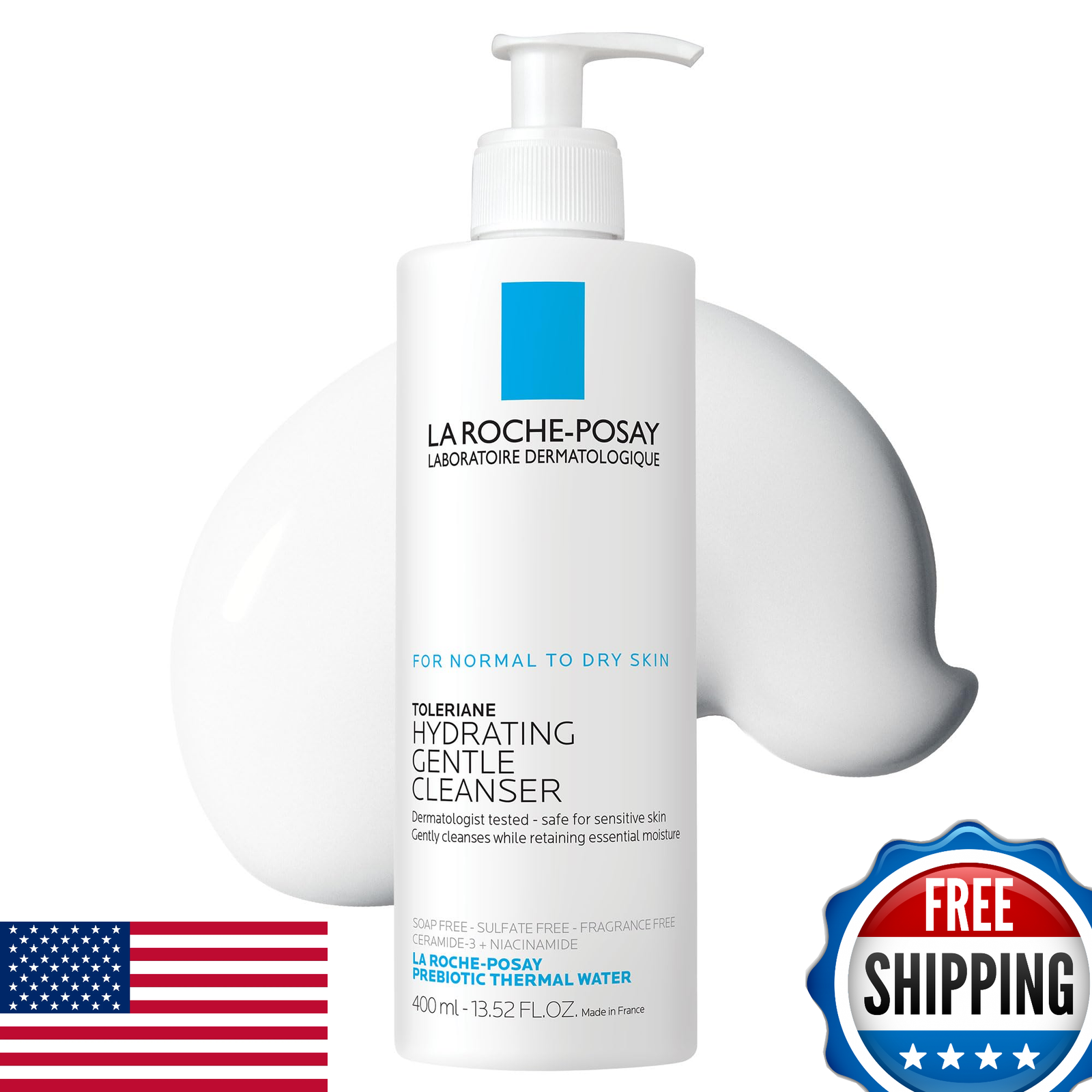La Roche-Posay Toleriane Hydrating Gentle Face Cleanser Niacinamide Ceramides