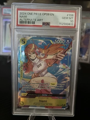 One piece Nami Two Legends Foil Alternate Art OP08-106 English PSA 10