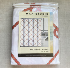 Fabric Shower Curtain Coral Rope Cottage Sailing Beach Coastal Nautical 72 x 72