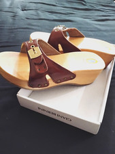 Dr. Scholl s NEW Original Wood,Wooden Platform Slide Sandals Size 7 M Italy