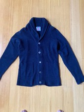 Navy Shawl Collar Cardigan with Front Pockets Men's Sweater
