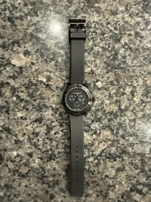 Burberry Bu2301 Chronograph Watch Black Rubber Band Quartz PREOWNED * No Box
