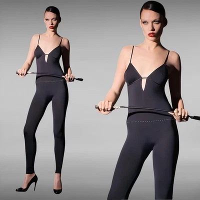Catsuit Dos Nu Danse Combinaison Sexy Strass Cabaret Royal Noir Maison Close XL - Photo 1/4