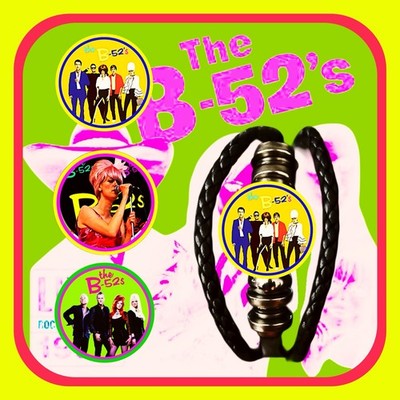 THE B52 S LOVE SHACK SET THREE POST PUNK LARGE PINS LEATHER PUNK BRACELET