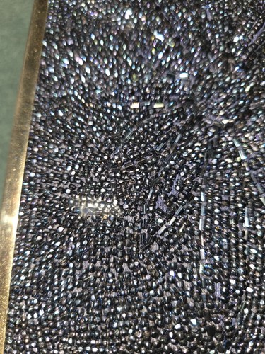 RARE 1940'S TYRLEAN ANTIQUE DARK BLUE BEADED AND BRASS PURSE HANDBAG EXCELLENT - Picture 19 of 19
