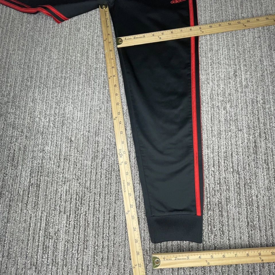 Adidas Boys Size 10/12 Pants Track Gym Workout Black Red Stripes - Image 3 of 4