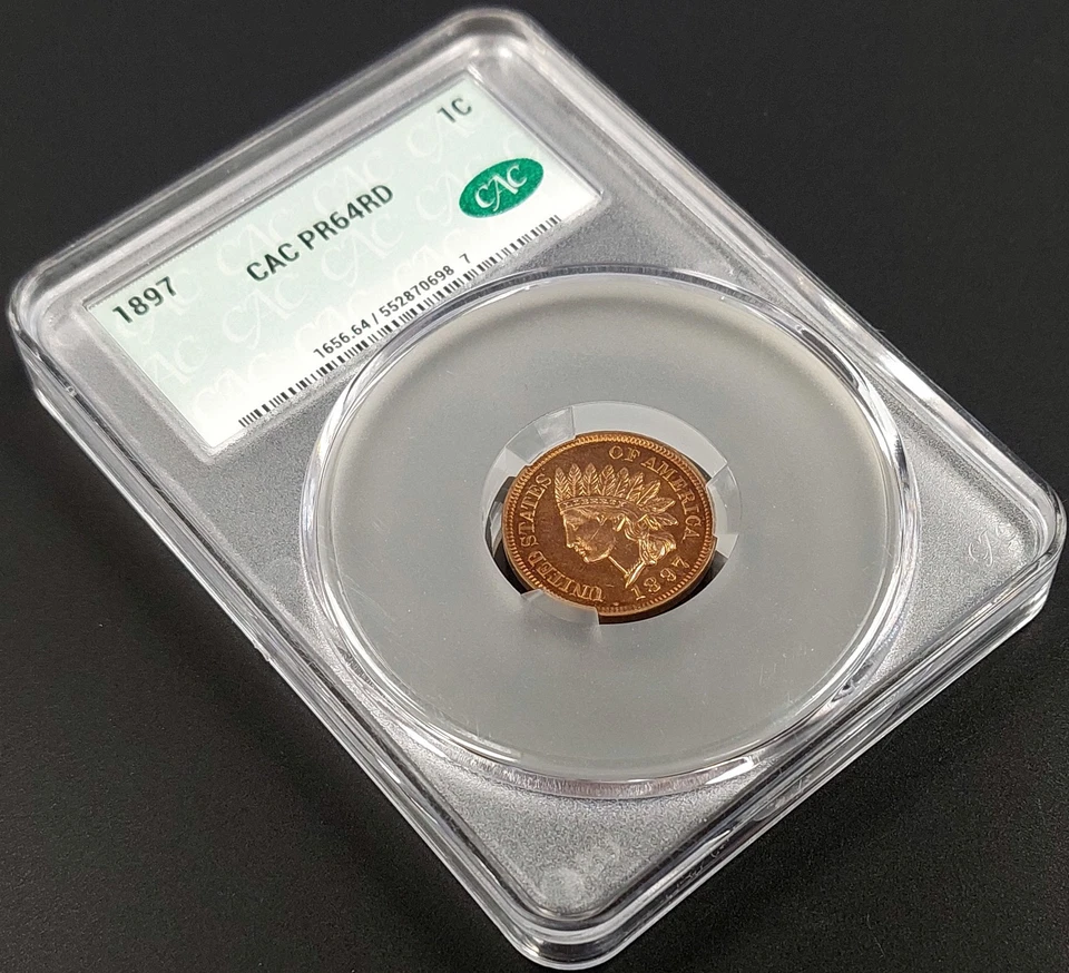 1897 Proof Indian Head Cent certified PR 64 RD by CAC! - Image 2 of 4