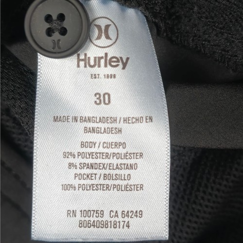 HURLEY Shorts Mens Size 30 Black Stretch Hybrid WalkShort Black - Picture 5 of 11