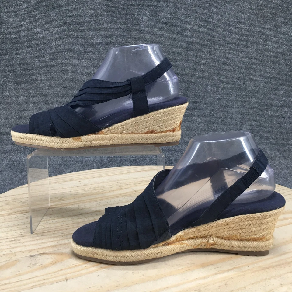 Sandalias Naturalizer Mujer 9.5 M Banna Slingback Alpargata Cuña Tela Azul Foto 2 de 4