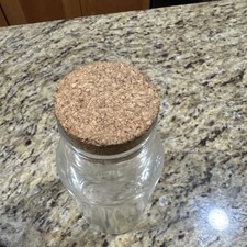 Clear Jar w/cork stopper, Bathroom, kitchen or other 8.5  height X 3.5 diameter
