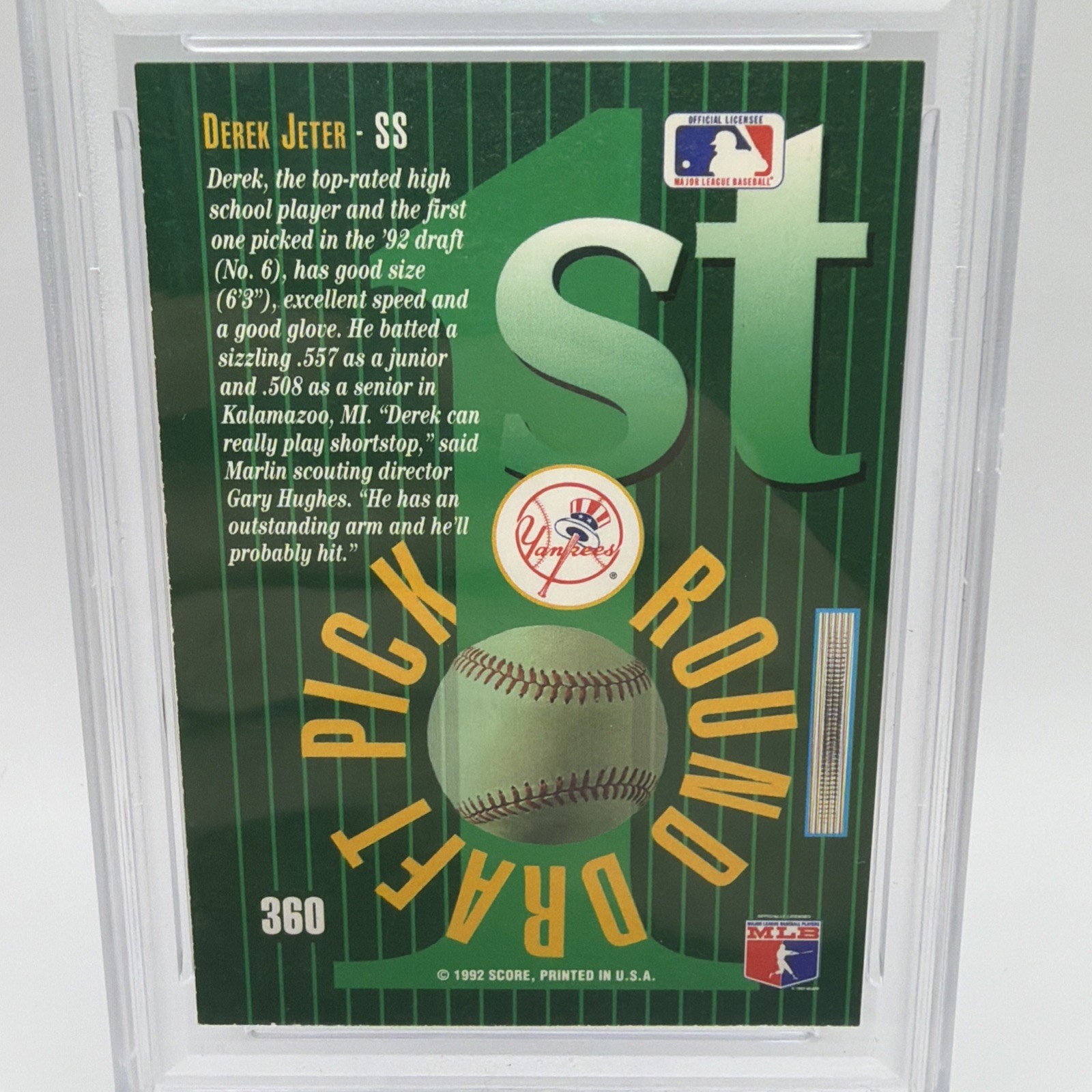1993 Score Select - Derek Jeter RC PSA 7 #360 view 3