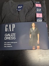 Gap Women's Gauze Tiered Dress Size Small Black Short Sleeve with Pockets NWT