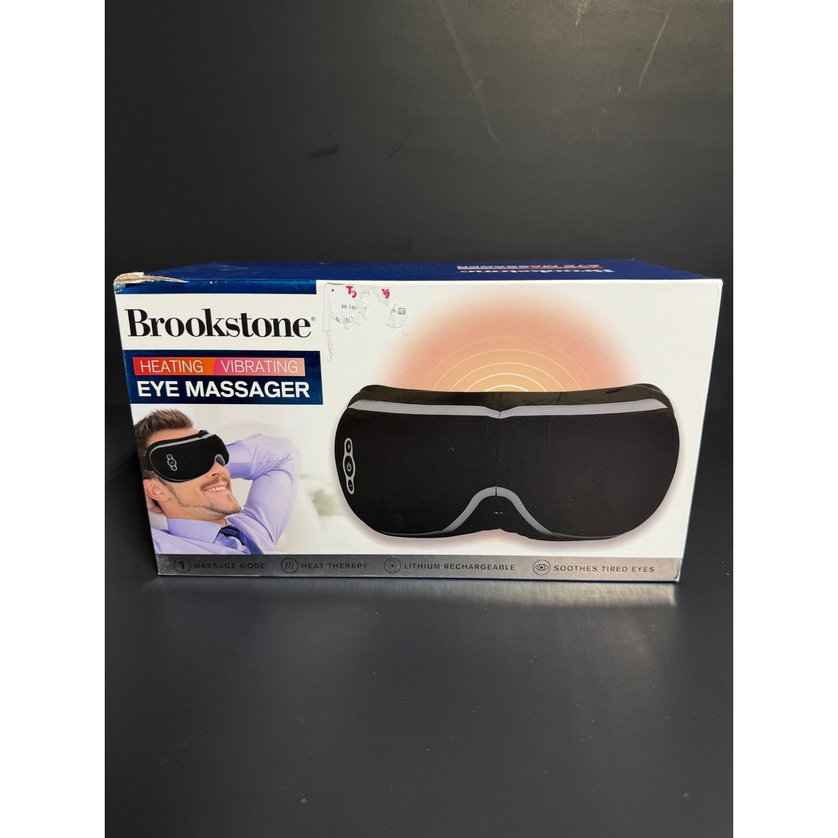 Brookstone Heating Vibrating Eye Massager Rechargeable Therapy Open Box
