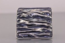 Sterling Silver 36mm Squared Rippled Textured Statement Band Ring 15g 925 Sz: 8