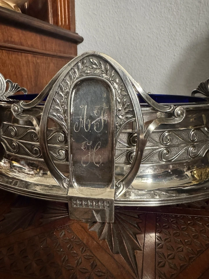 Große Jardiniere mit dickem Glaseinsatz um 1900 - Bild 3 von 4