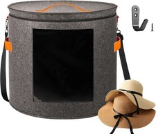 Oversized Hat Storage Box for Women  Men  19" D x 17" H Cowboy 001, 001-Grey