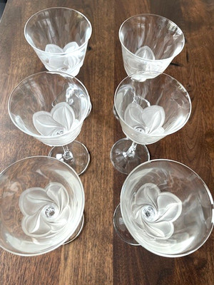 6 Gläser Christal d' Arques  J.G.Durand Vintage Florence mattierte Blüten Wein