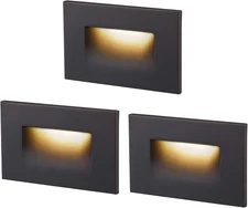 Cloudy Bay Indoor/Outdoor LED 120V Step Light 3w CR190 Dimmable 3 Pack Bronze