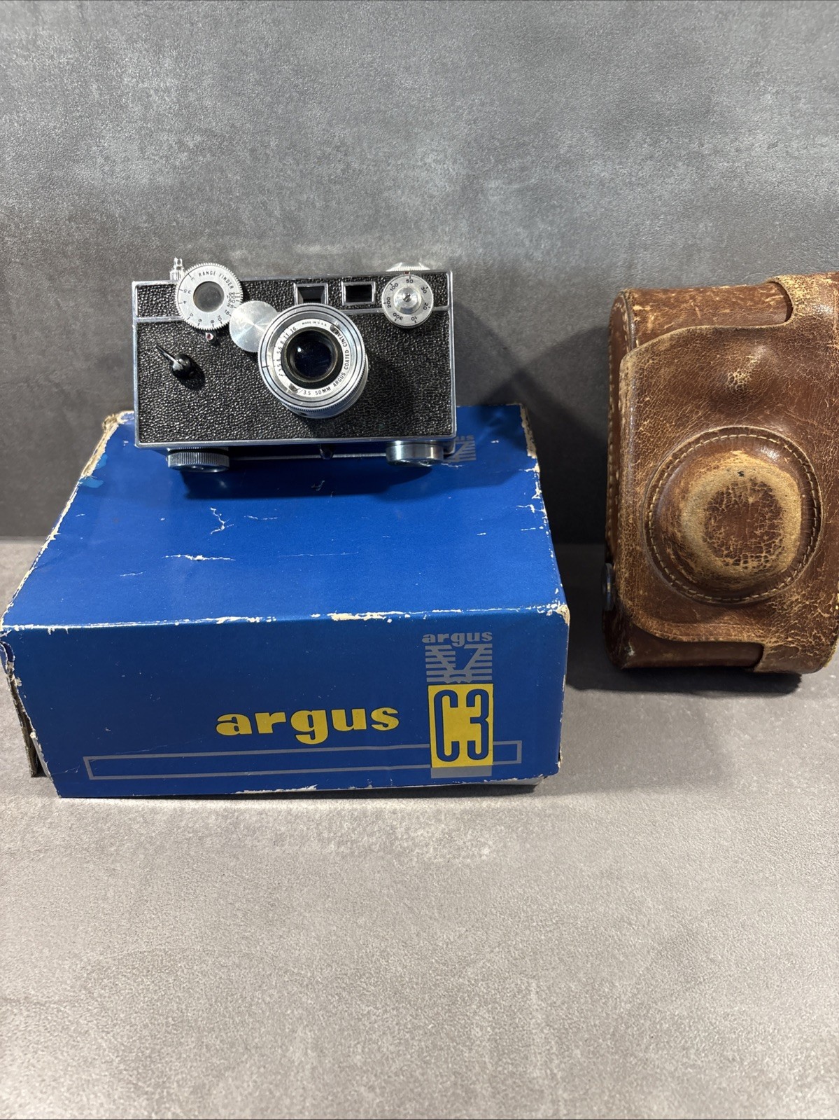 Argus c-3 35mm Film Kamera 50mm Cintar Objektiv + Weitwinkel- Messsucher! Boxed