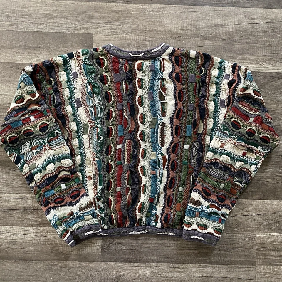 Vintage COOGI 90s 3D Knitting Knit Sweater Size XL Multicolor Earth Tones Read - Image 2 of 4
