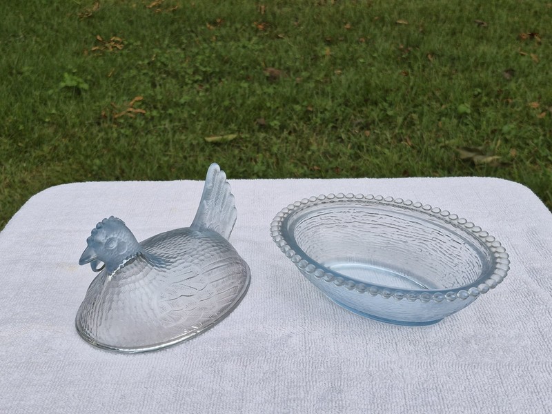 Original Vintage Rare PASTEL BLUE Indiana Glass Hen On Nest NOT CORNFLOWER