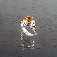 Citrine Gemstone 925 Sterling Silver Handmade Jewelry Designer Ring Gift For Her