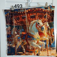 Carousel Horses Vintage Style Peachy Soft Cushion Cover 45x45cm Plain Reverse